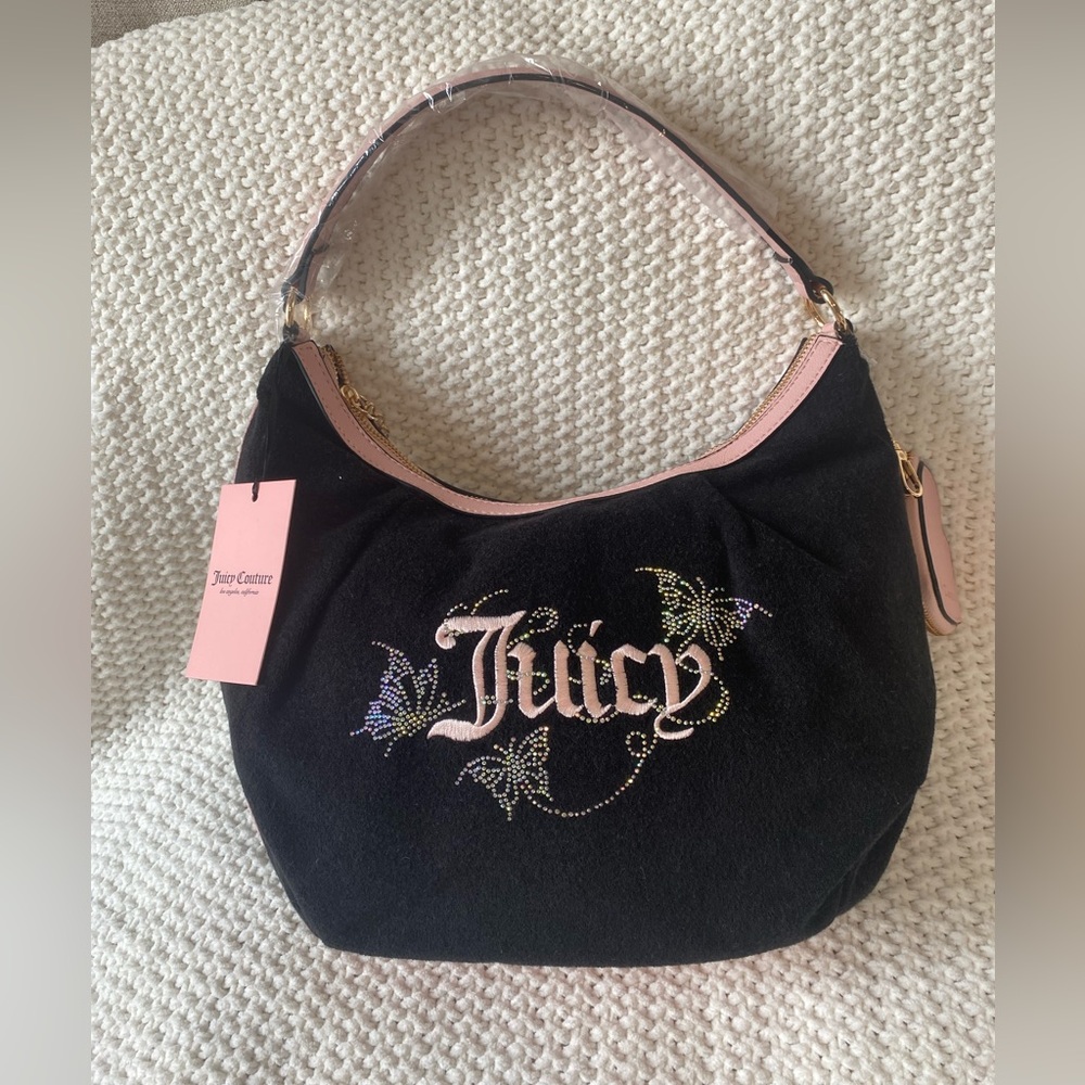 Juicy Couture Black and Pink Hobo Bag